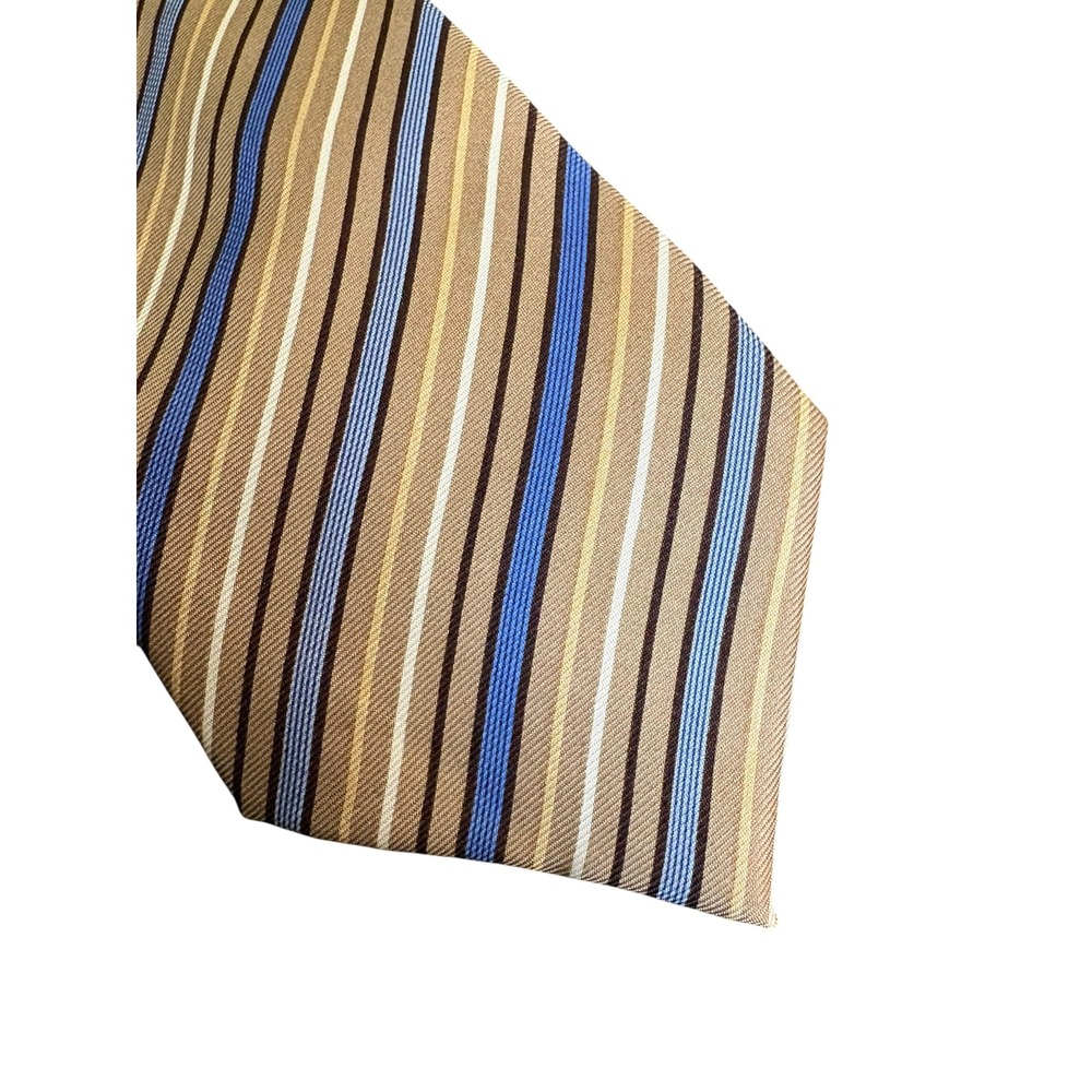 Mark Jason Boys Tie Striped Brown‎ Blue Tan Stain Resistant Youth Necktie